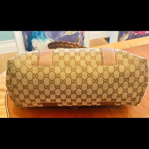 Gucci Brown GG Canvas and Leather Tote. Great Bag! - Picture 4 of 16